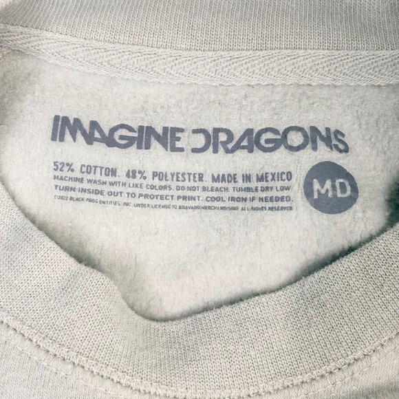 Imagine Dragons Mercury World Tour 2022 Crewneck Sweatshirt Medium Beige Stains - Picture 3 of 12
